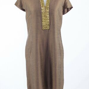 Light brown SHERRIE BLOOM cap sleeve shift dress10